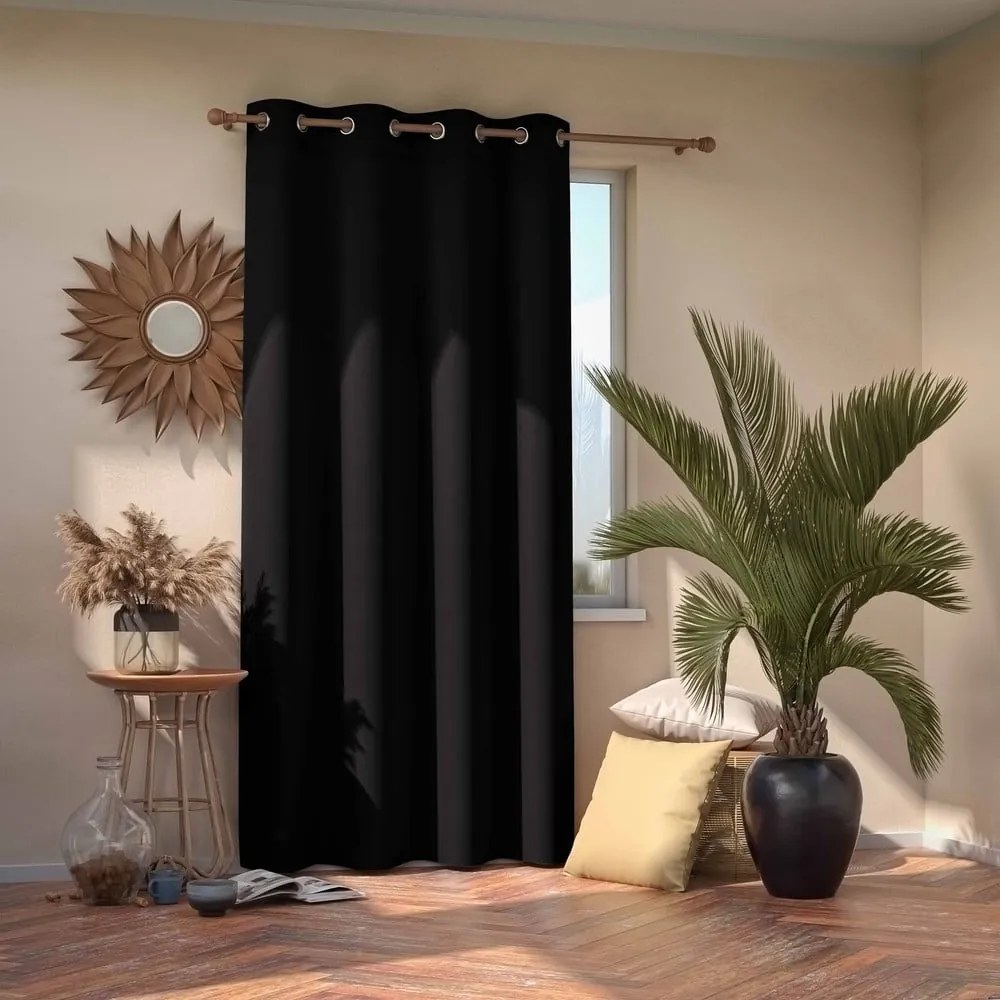 Fekete sötétítő függöny 140x245 cm Eyelets – Restilo