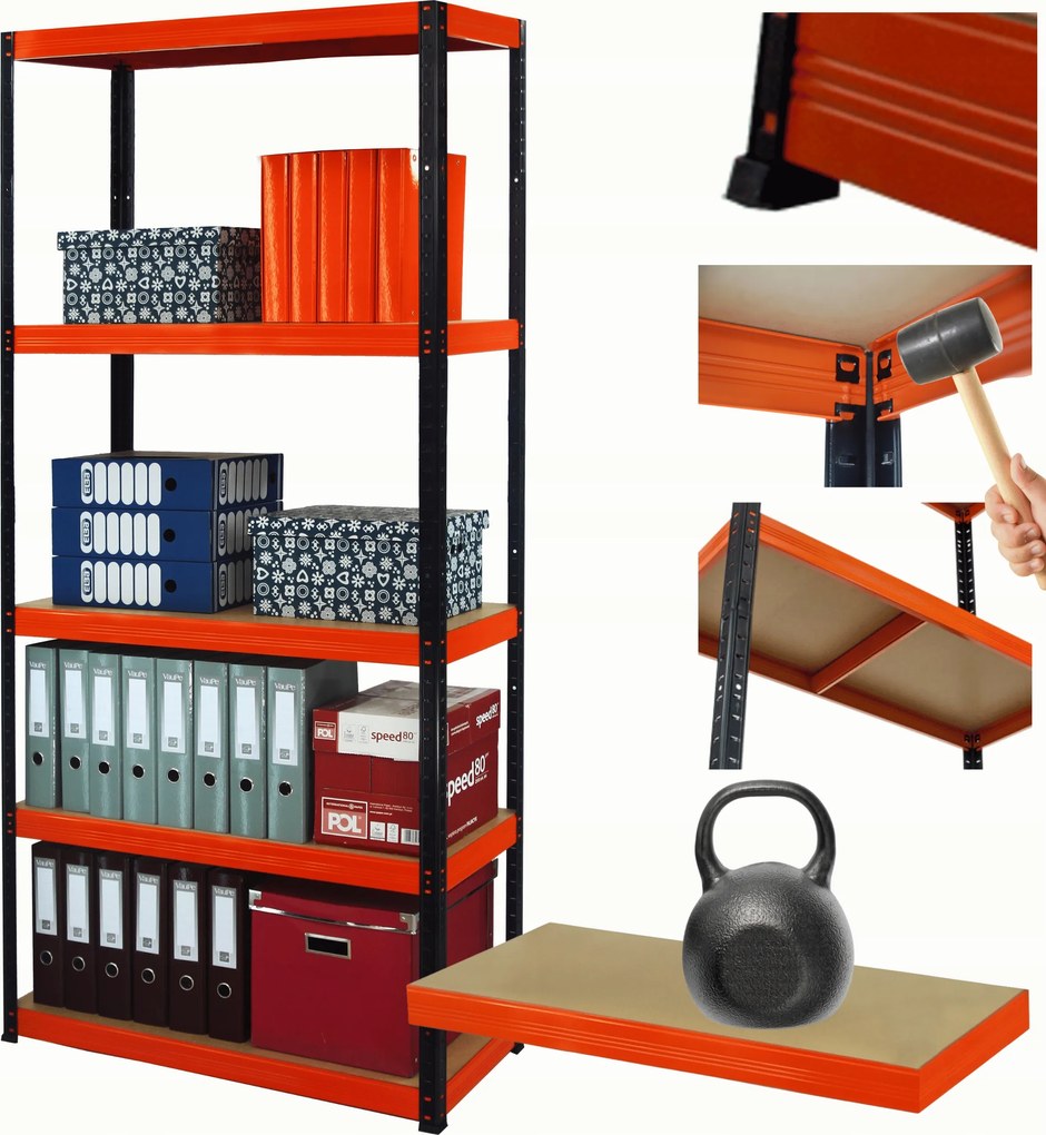 Tárolószekrény fém állvány Helios 213x120x40cm 5Px175kg 300EZER Komb