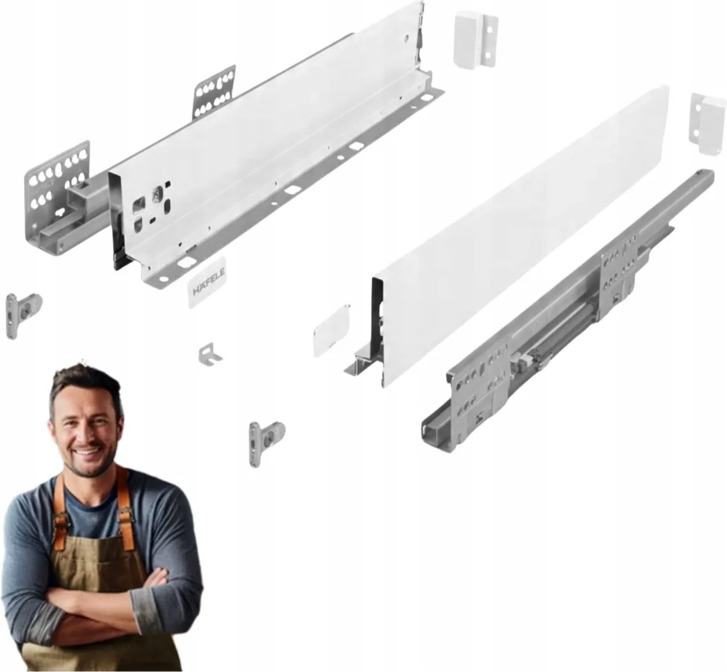 Fiók Hafele Matrix Slim 400mm h-135 35kg 514.13.823 Fehér
