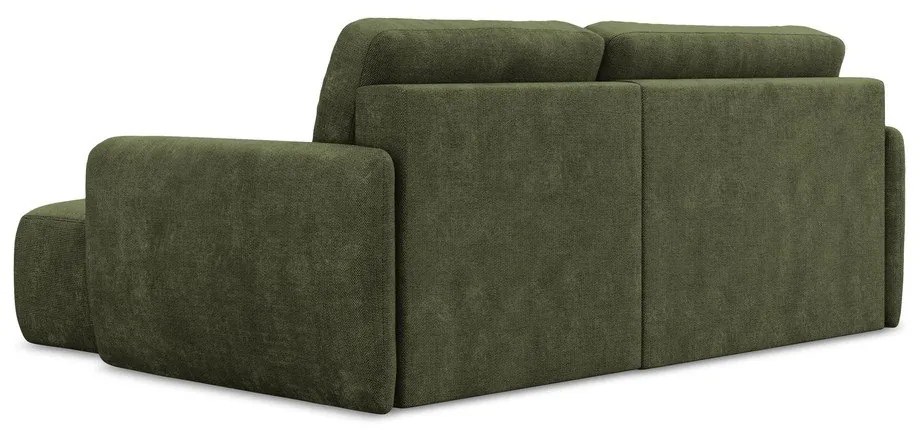 Zöld zsenília kinyitható-tárolóhelyes sarokkanapé (jobb oldali-heverő résszel) Lilo – Makamii