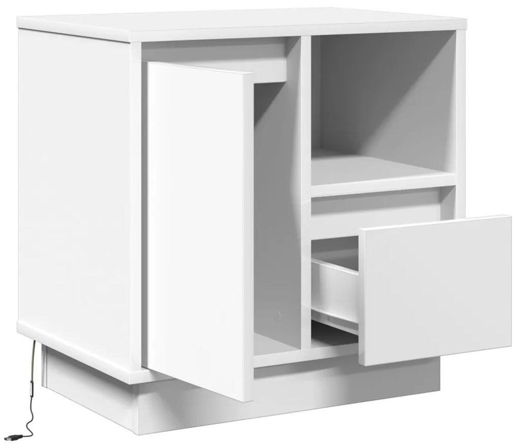 Éjjeli asztalok LED-del 2 db Fehér 50x34,5x50 cm