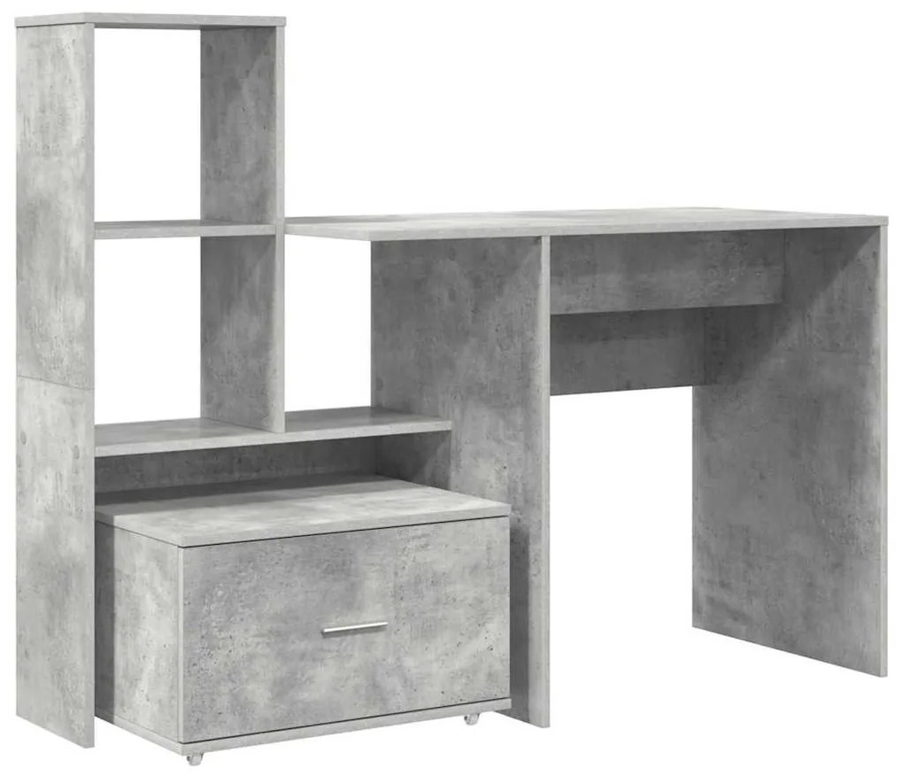 Asztal fiókkal Beton szürke 131.5 x 50 x 106.5 cm Faanyag