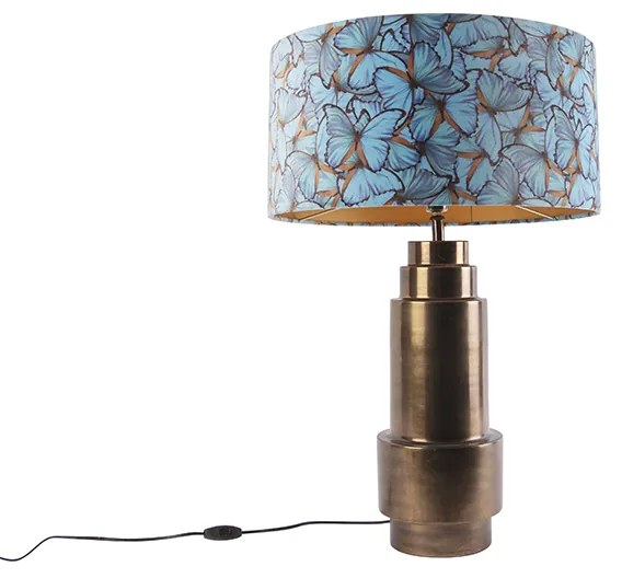 Asztali lámpa bronz színű bársony pillangós árnyékolóval 50 cm - Bruut
