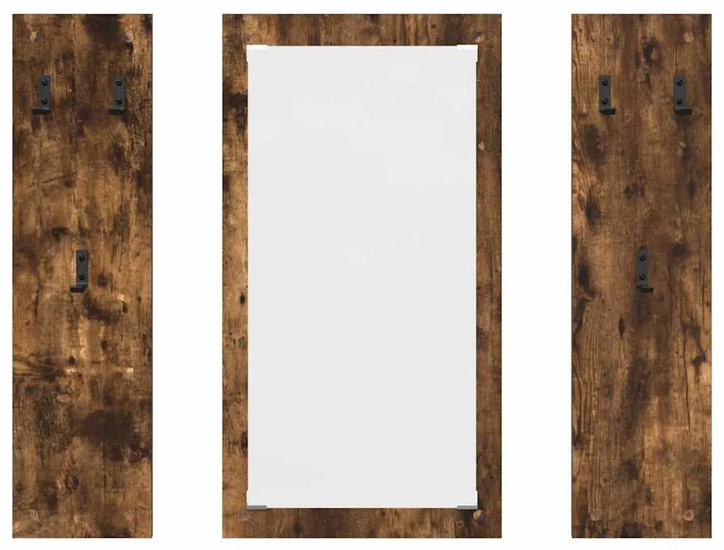 Fali Kabáthorog tükörrel Füstölt tölgy 96 x 1.5 x 90 cm Faanyag