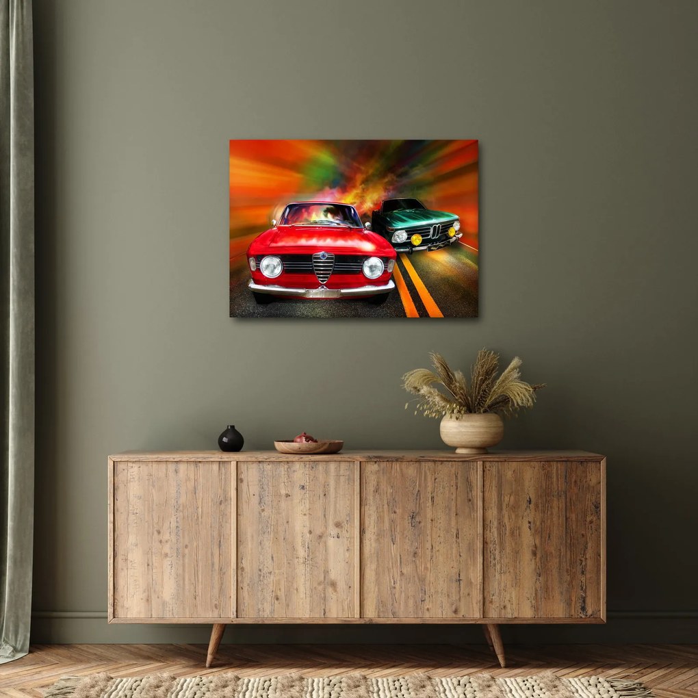 Kép - Retro versenyautók (70x50 cm)