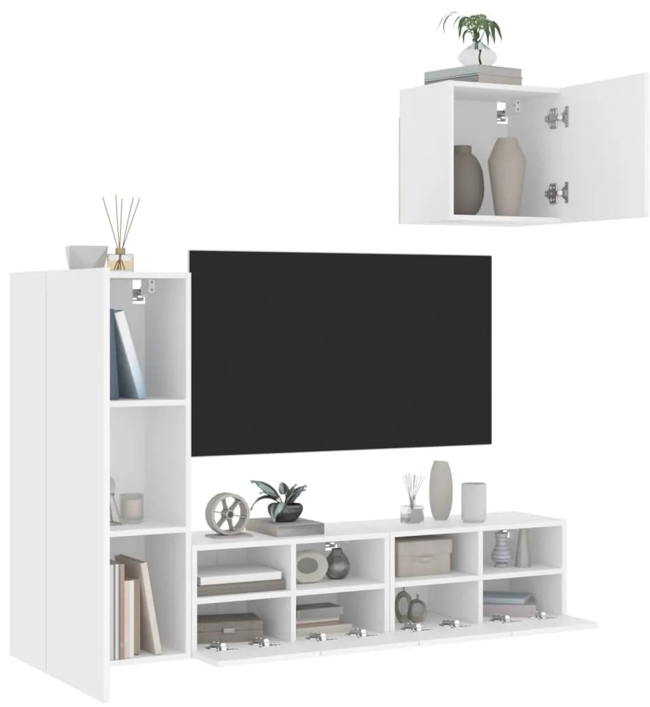 vidaXL 4 darab fehér szerelt fa fali TV-bútor