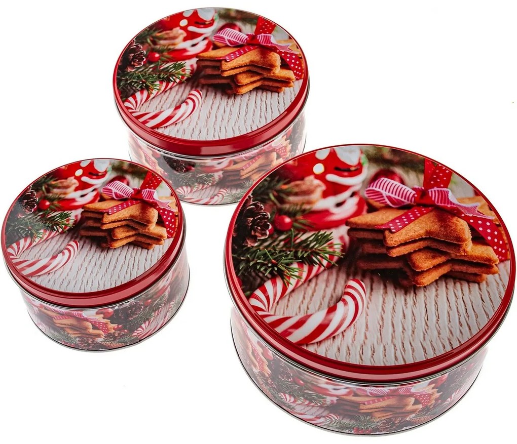 3 db kerek fémdoboz szett Cukroví