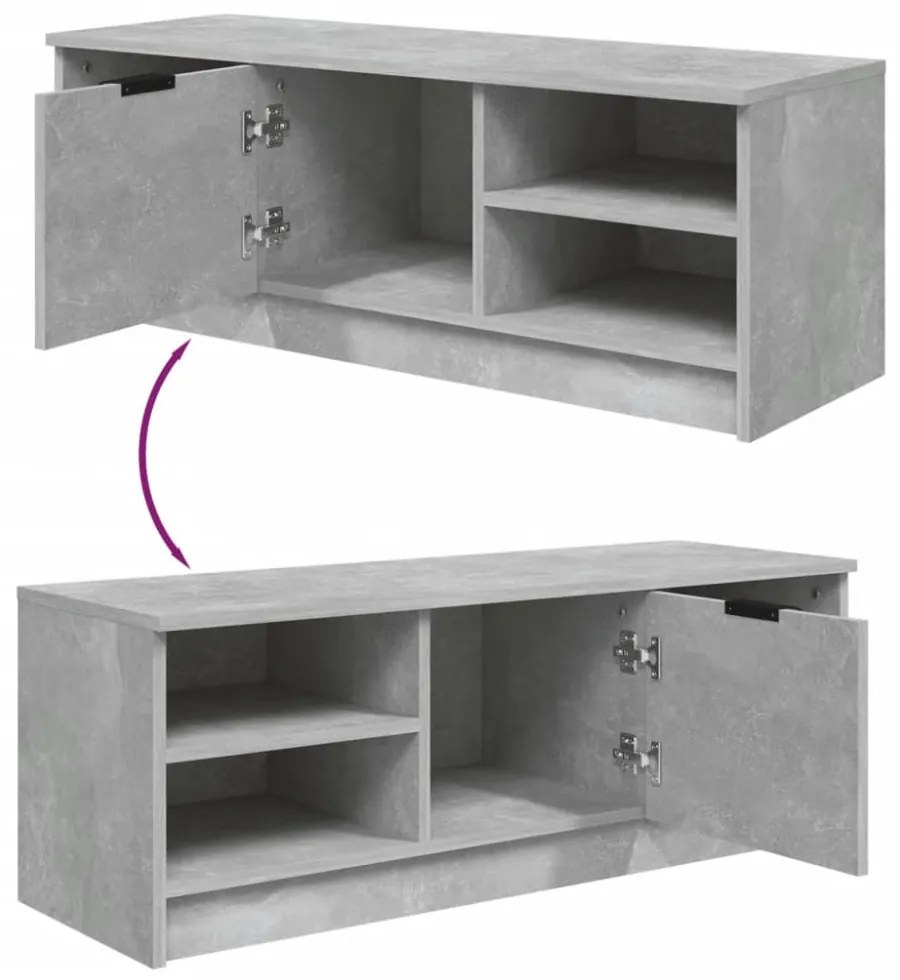 betonszürke szerelt fa TV-szekrény 102 x 35,5 x 36,5 cm