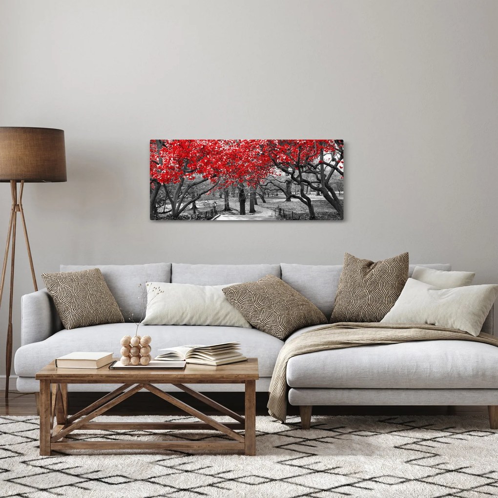 Kép - vörös fák,Central Park, New York (120x50 cm)