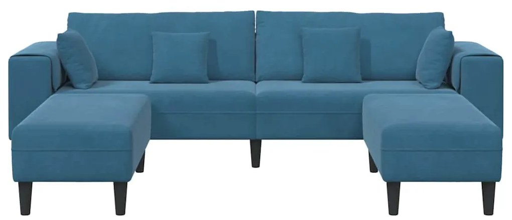 Bársony Kanapé párnával 3 pcs Kék 208 cm Bársony