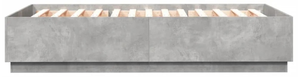 betonszürke szerelt fa ágykeret LED-del 150 x 200 cm