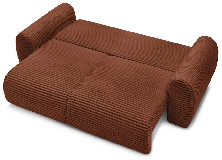 Téglavörös kordbársony kinyitható kanapé 257 cm Lucien – Bobochic Paris