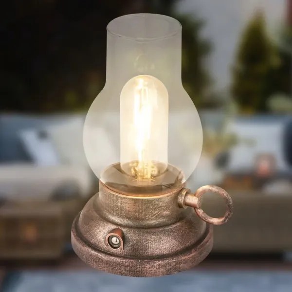 Brilo - KANEA LED asztali lámpa, kültéri, dimmelhető és újratölthető, LED/1,5W/5V IP44 1200mAh, bronz