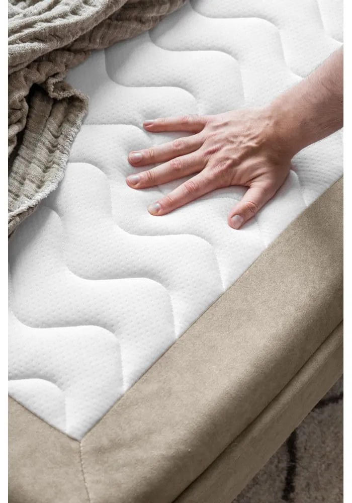 Bézs bársony kinyitható kanapé 225 cm Charming Charlie – Miuform