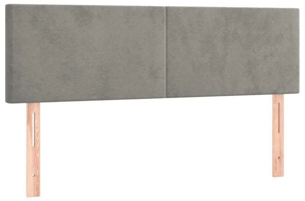 világosszürke bársony LED-es fejtámla 144x5x78/88 cm