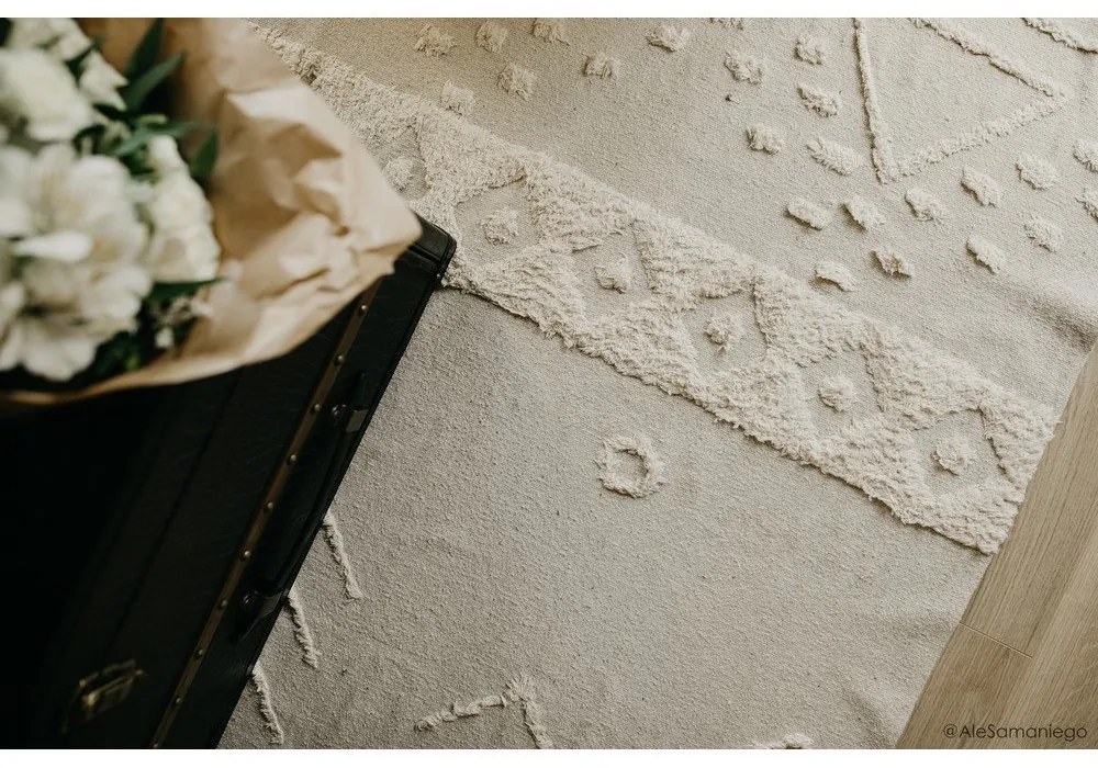 Fehér mosható kézi szövésű pamut szőnyeg 170x240 cm Tribu Natural – Lorena Canals