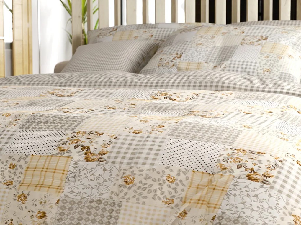 Renforcé pamut ágynemű PATCHWORK bézs Ágyneműhuzat mérete: 70 x 90 cm | 140 x 200 cm