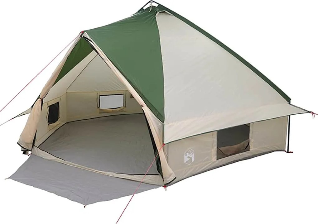 vidaXL Teepee sátor 10 fős tetővel Zöld és Fehér 490 x 410 x 210 cm