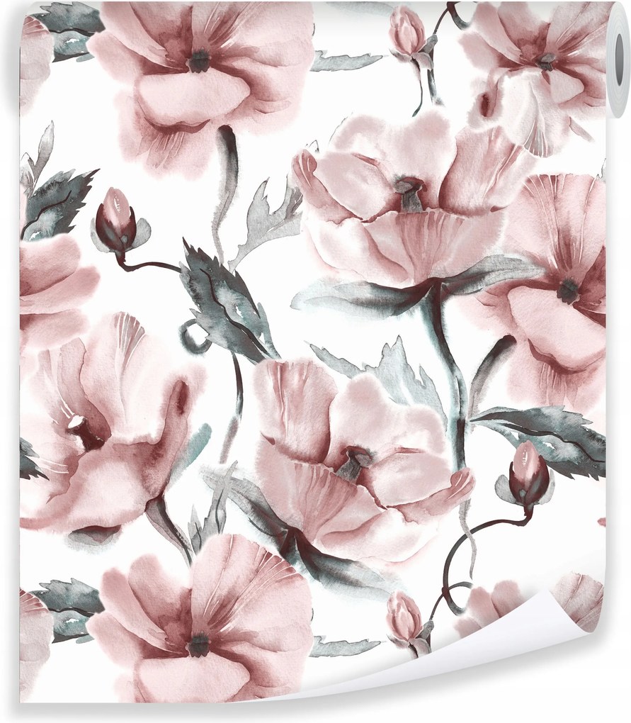 Bazsarózsa Virágos Tapéta Flizelin Fal Hálószoba Nappali Tekercs