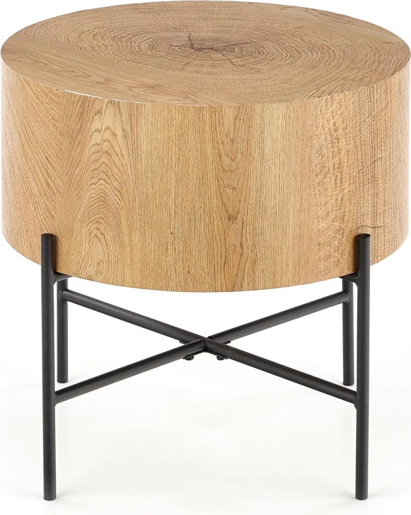 Liviano kerek dohányzóasztal 45 cm fém lábakkal - natúr tölgy / fekete