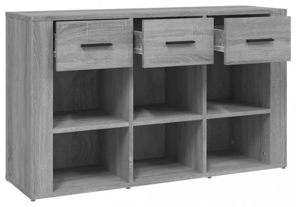 szürke sonoma színű szerelt fa tálalószekrény 100x30x59,5 cm
