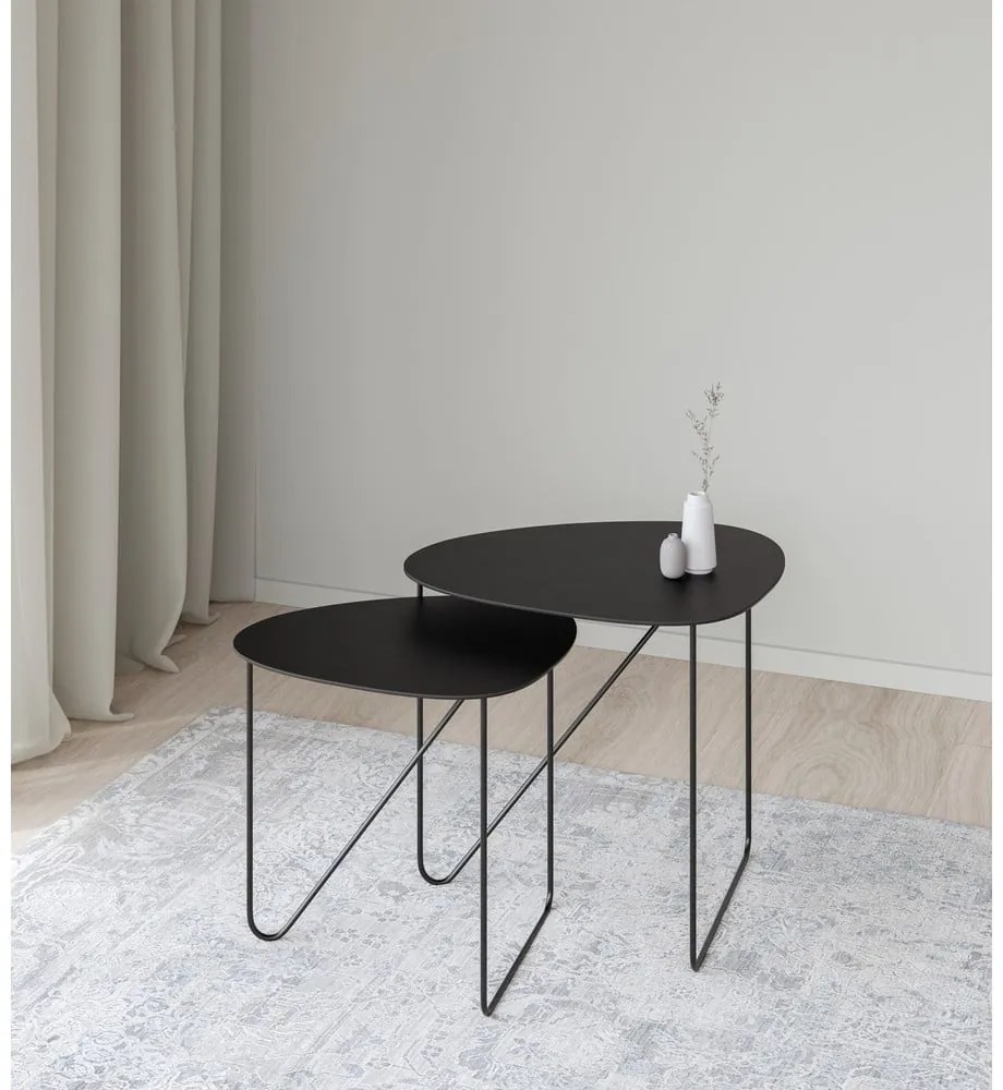 Fekete fém dohányzóasztal 44x50 cm Curve L Bull – LIND DNA