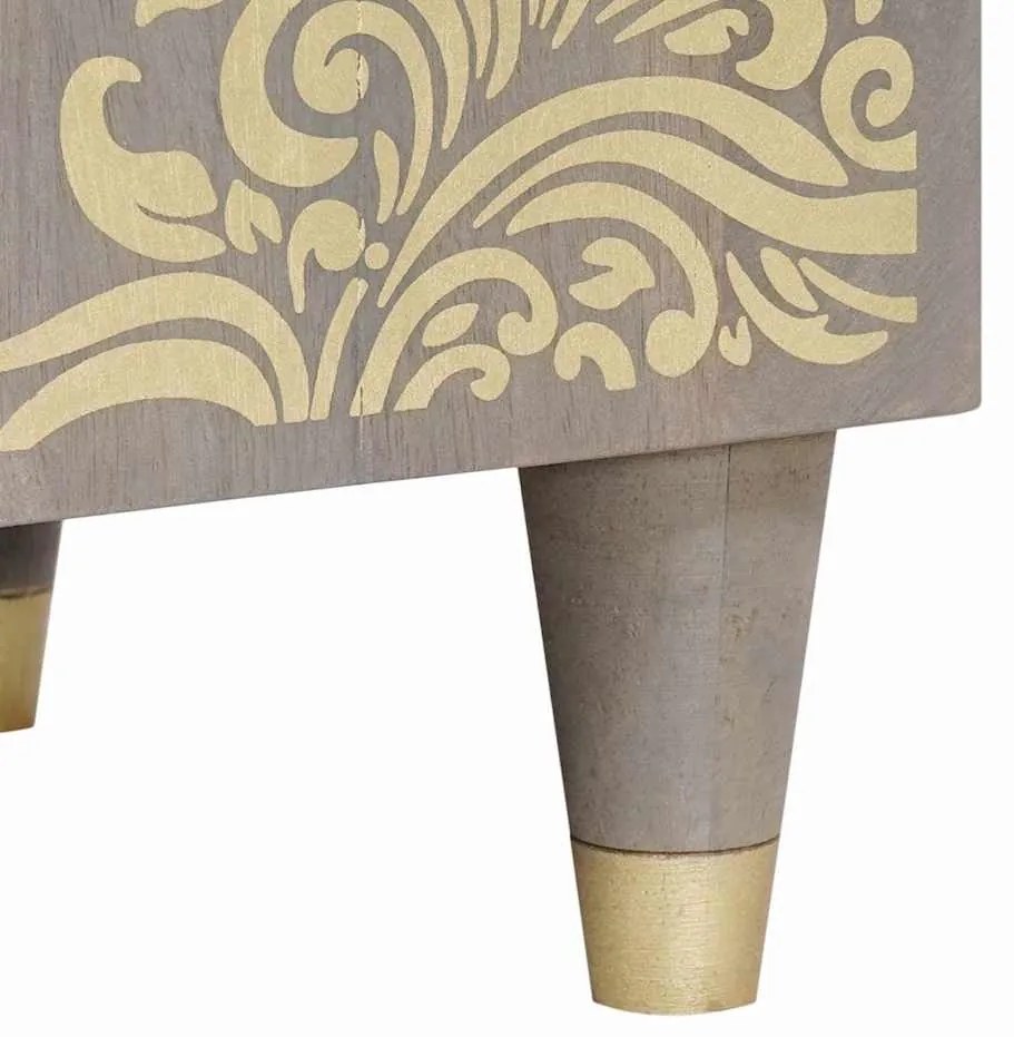 TV szekrény Szürke és Arany 80 x 31.5 x 46 cm Tömör mangófa