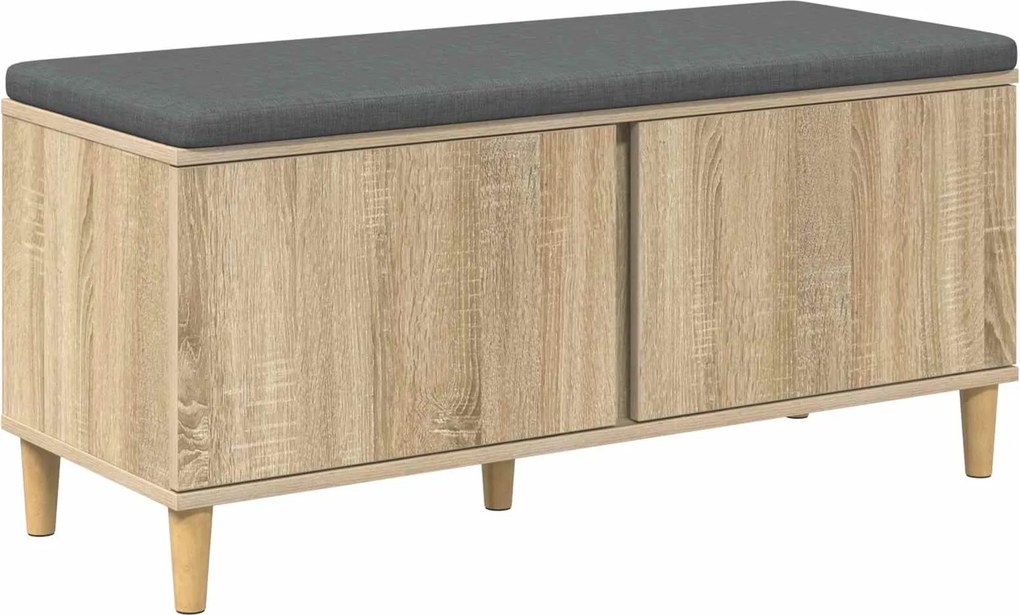 vidaXL Előtér pad Sonoma tölgy 100 x 38 x 46 cm Műanyag Fa és Szövet
