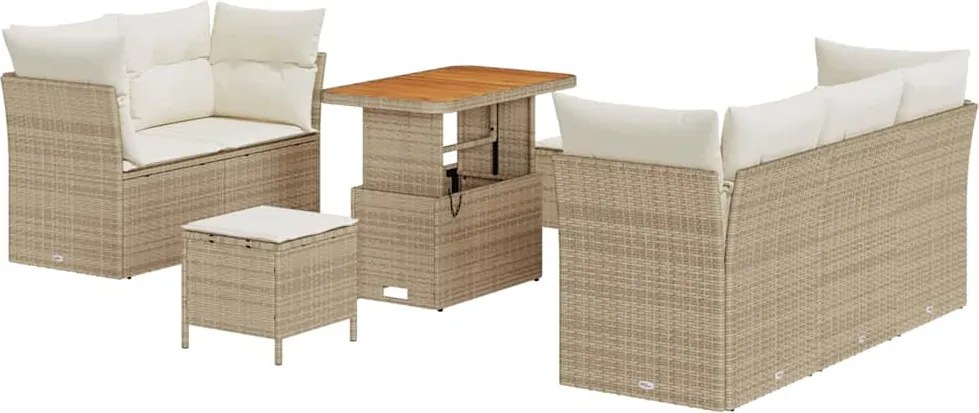 vidaXL Kerti Kanapé Szett párnával 8 pcs Bézs polirattan