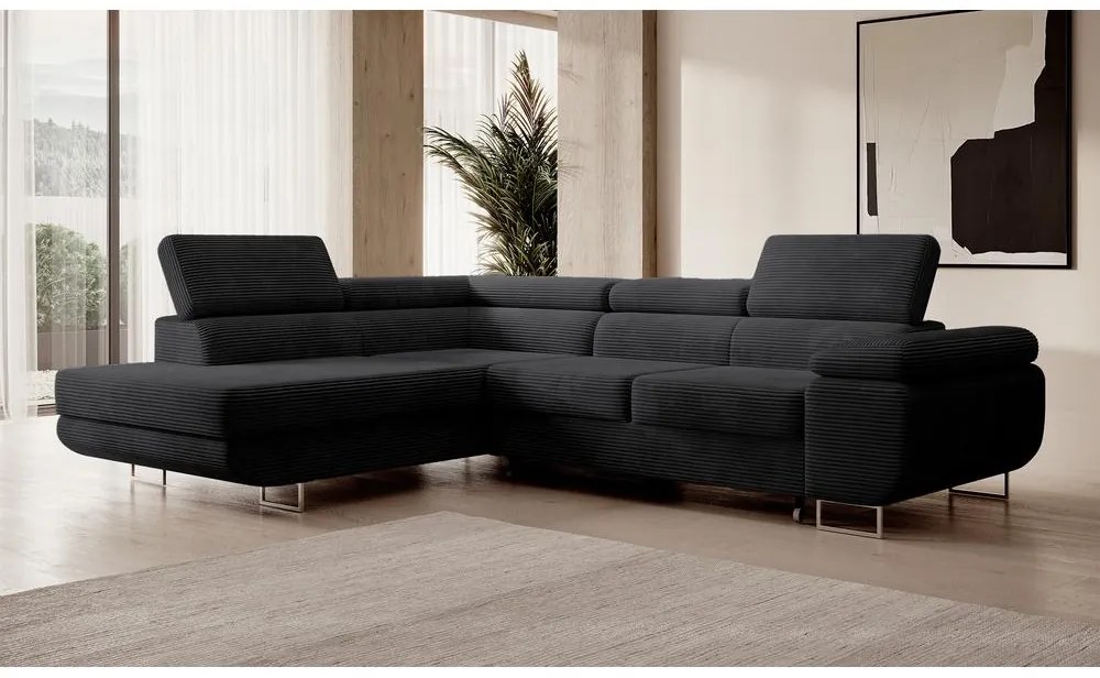 Sarokkanapé Stiletto (B) (fekete + ezüst). Akció -15%. 1099688