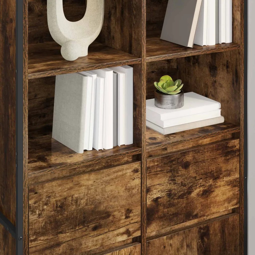 Széf fiókkal 2 pcs Füstös tölgy 81 x 36 x 150.5 cm Faanyag