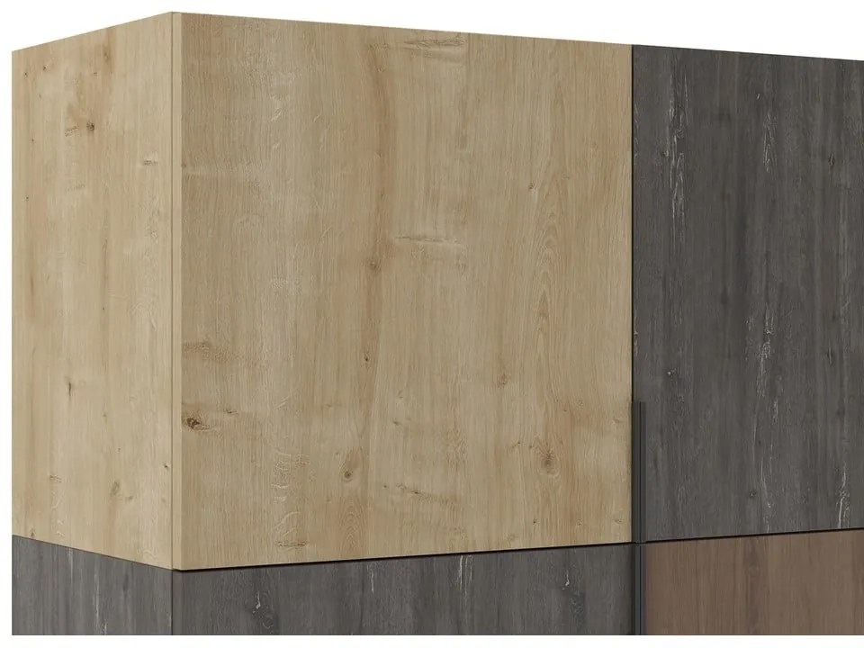 Barna-natúr színű szekrény tölgyfa dekorral 100x130 cm Titan – Marckeric