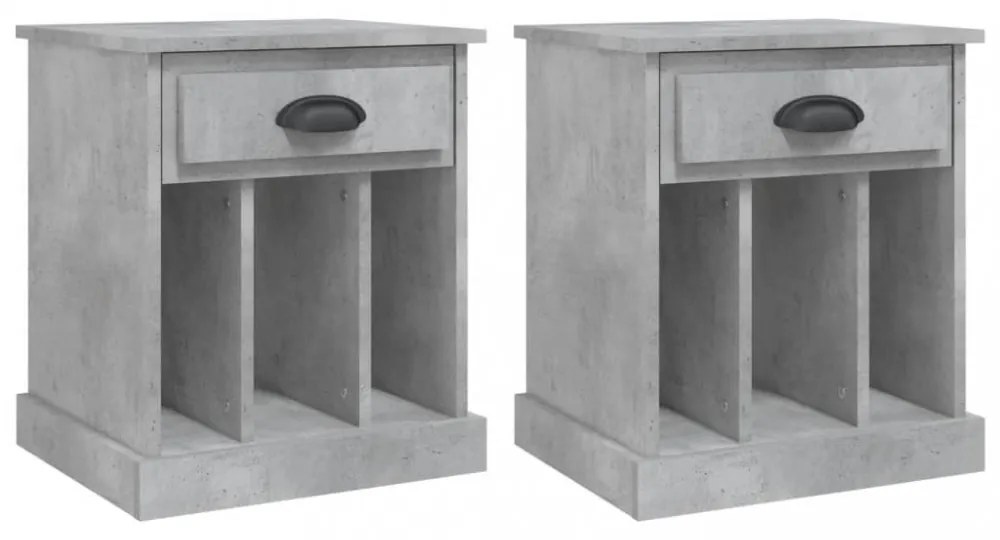 2 db betonszürke éjjeliszekrény 43x36x50 cm