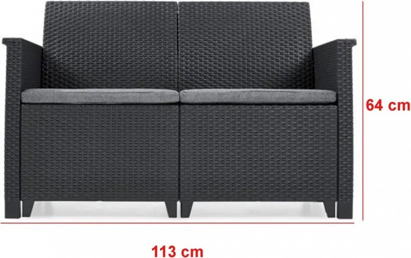 Emma műrattan kerti bútor szett chicago asztallal grafit színben