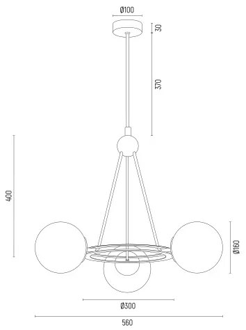 Argon 6150 - Csillár rúdon AMALFI 3xE27/15W/230V fekete/fehér