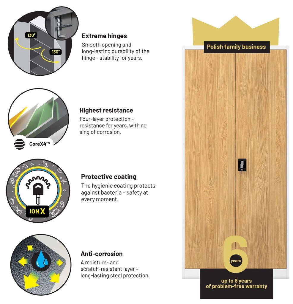 Iratszekrény fehér/arany tölgy: Eco Design JAN H