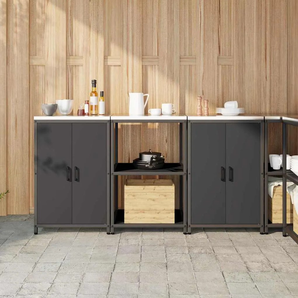 Konyhai Tároló Készlet polcokkal 3 pcs Fekete 180 x 50 x 92 cm