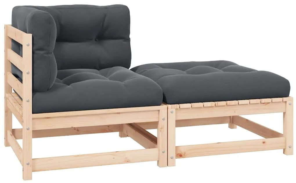 vidaXL 2 részes tömör fenyőfa kerti ülőgarnitúra párnával