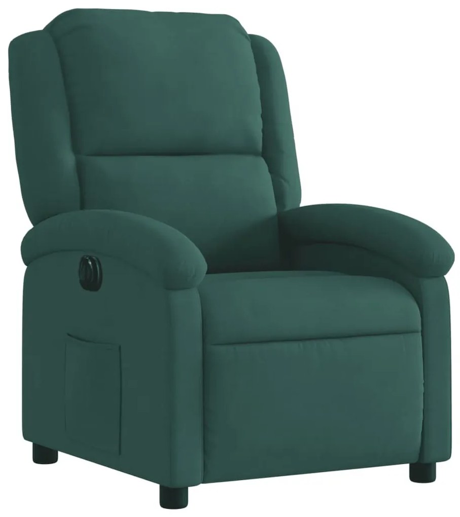 Sötétzöld bársony elektromos dönthető fotel