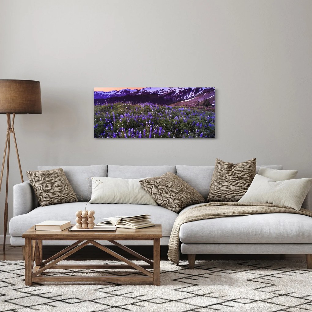 Kép - Vulkán és a virágok (120x50 cm)