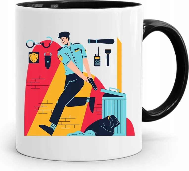 Fekete Bögre Ajándék Rendőrnőnek, fényképes nyomattal