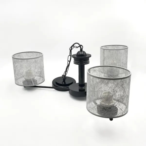 Láncra akasztható ROSA csillár 3xE27/60W/230V, fekete/szürke