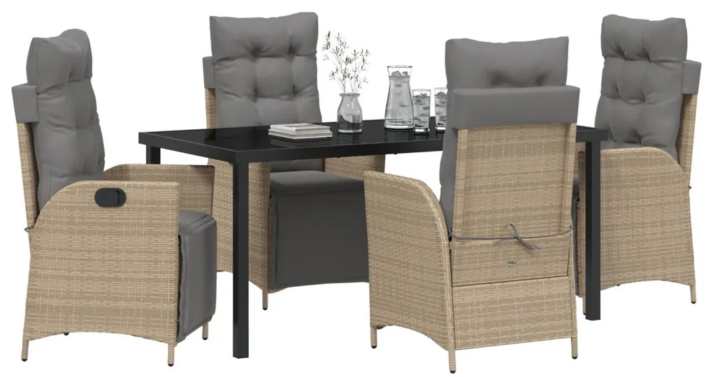 5 darabos kert étkező szett krémbézs poly rattan