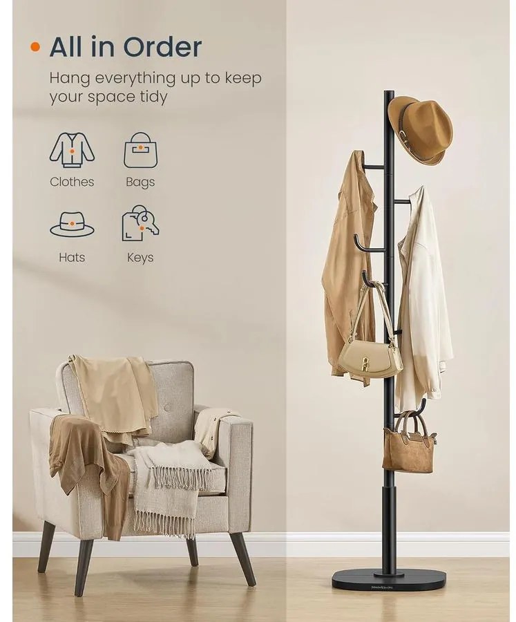 SONGMICS kaktusz alakú ruhafogas állvány, 175,3 cm magas, fekete tintaszínben