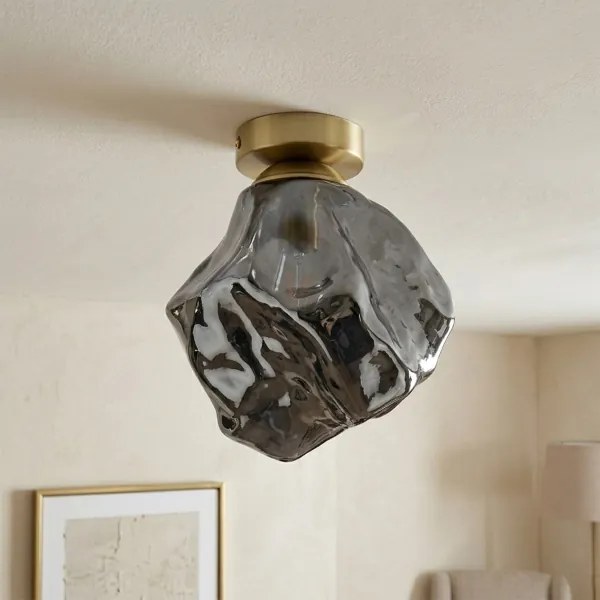 Mennyezeti lámpa CRISTAL 1xE14/15W/230V sárgaréz/füstös fekete