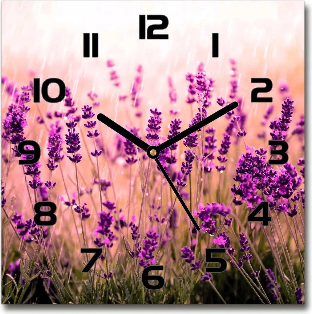 Üveg falióra szögletes Levendula 30x30 cm