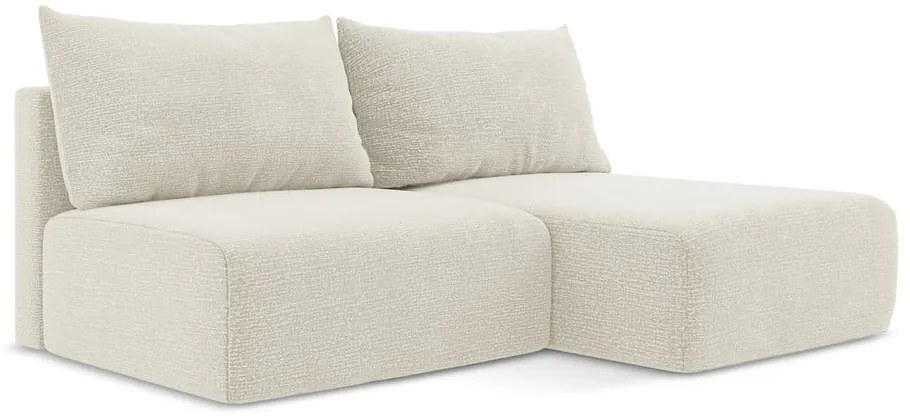 Krémszínű kinyitható-tárolóhelyes sarokkanapé (jobb oldali) Kalena – Makamii