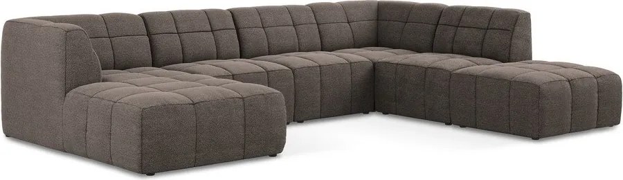 Barna buklé sarokkanapé (U alakú) Aloha – Makamii