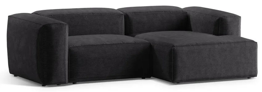 Sötétszürke kordbársony sarokkanapé (jobb oldali-heverő résszel) Bergano – Cosmopolitan Design