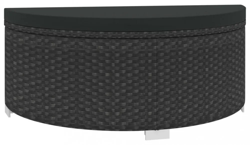 8 részes fekete polyrattan kertibútor-garnitúra párnákkal